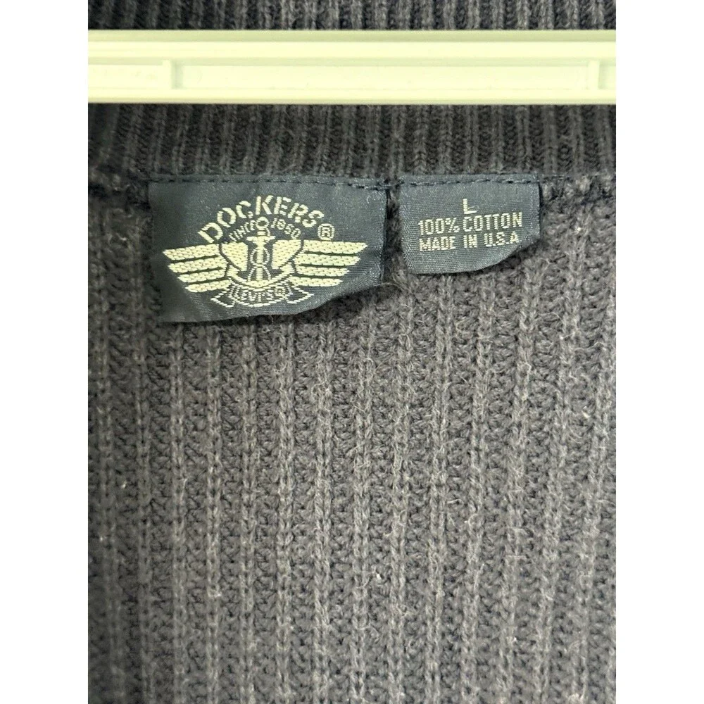 Vintage 1990’s Dockers Levi’s Navy Blue Knit Sweater | Large | 100% Cotton